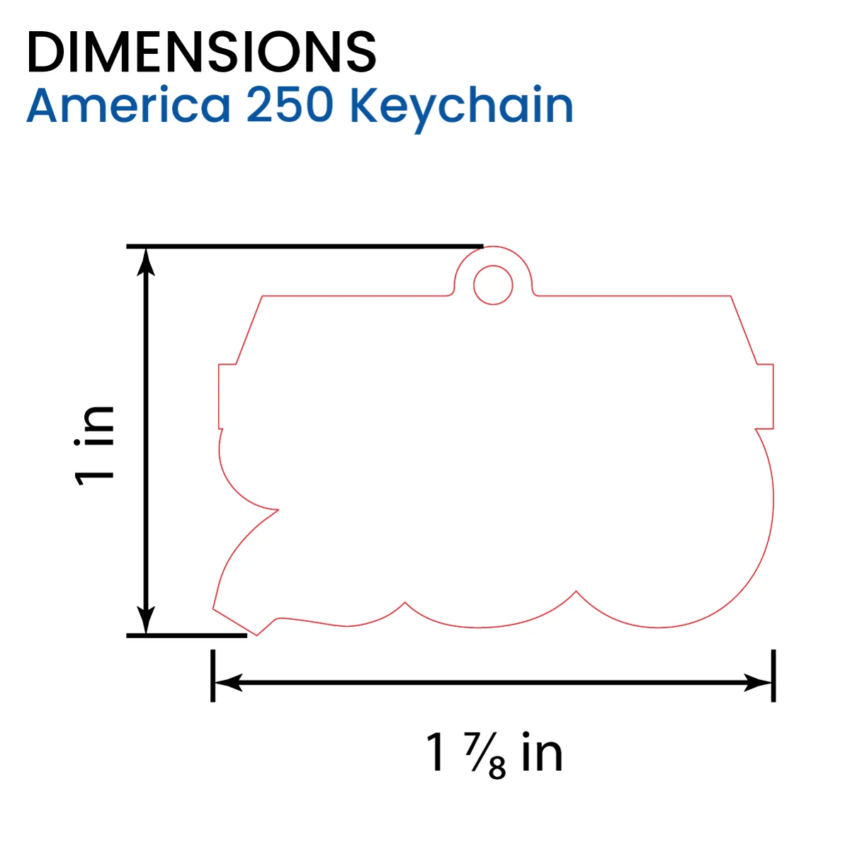 America 250 Keychain Dimensions