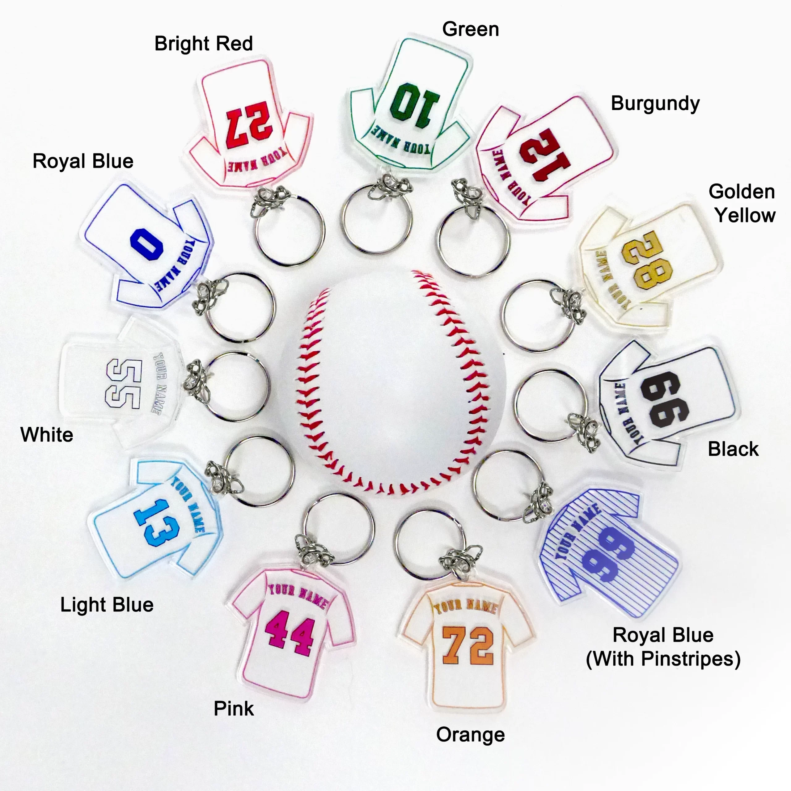 Sports Jersey Keychains with color names